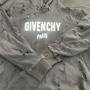 Givenchy Black Hoodie with White Logo Print